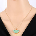 Gold Tone Druzy Semicircle Pendant Necklaces in Seven Colors view 4