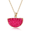 Gold Tone Druzy Semicircle Pendant Necklaces in Seven Colors view 1