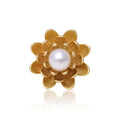 Matte Layered Metal Flower Brooch with Pearl Center view 2