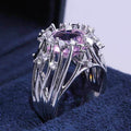 Silver Tone Pink Crystal Branch Cage Statement Ring view 1