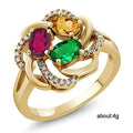 Floral Cluster Ring With Red Green And Clear Stones view 5