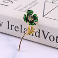 Green Translucent Flower Brooch on a Long Gold Tone Stem view 4