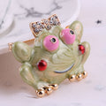 Enamel Frog Brooch Crystal Bow Blue Pink Green Styles view 4