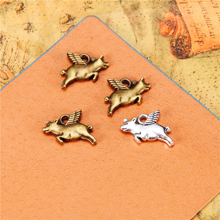 Double-Sided Flying Pig Alloy Charm Pendant for DIY Jewelry