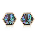 Gold Tone Abalone Shell Stud Earrings in Five Geometric Shapes view 5
