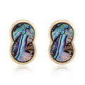 Gold Tone Abalone Shell Stud Earrings in Five Geometric Shapes view 2