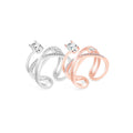Rose Gold Silver Open Adjustable Cross Twist Zircon Ring view 1