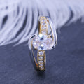 Two-Tone Oval Solitaire Ring With Clear Crystal Split Band view 4