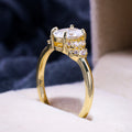 Gold Tone Three Stone Ring With Clear Accents Statement Jewelry view 4