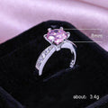 Silver Six Claw Round CZ Ring Pink Blue Clear Stone view 5