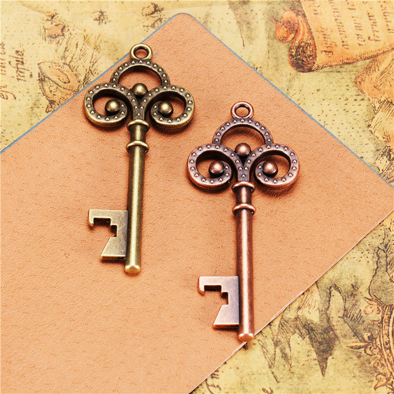 Vintage Double-Sided Bottle Opener Key Charm Pendant 66x28mm