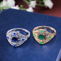 Filigree Ring With Blue Or Green Square Center Stone view 2