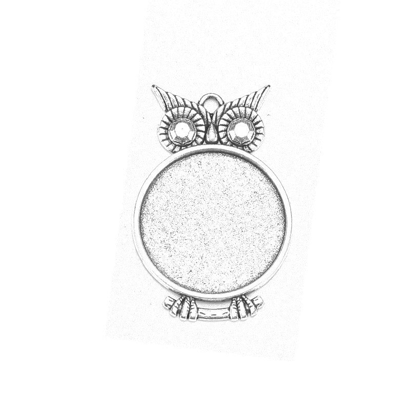25mm Owl Pendant Cabochon Tray Bezel Setting