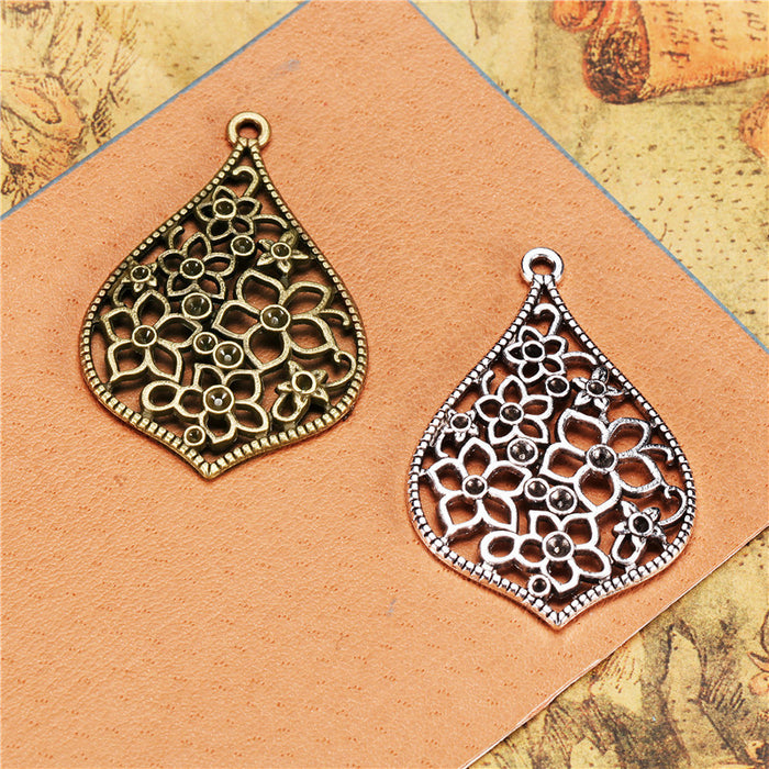 Teardrop Hollow Flower Earring Pendant Charm 44x30mm Ethnic Style