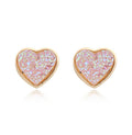 Gold Tone Heart Druzy Stud Earrings in a Three Pair Color Set view 2