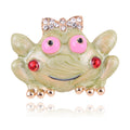 Enamel Frog Brooch Crystal Bow Blue Pink Green Styles view 1