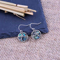 Antique Silver-Tone Peacock Drop Earrings With Iridescent Inlay view 4