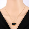 Gold Tone Druzy Semicircle Pendant Necklaces in Seven Colors view 8