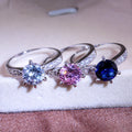 Silver Six Claw Round CZ Ring Pink Blue Clear Stone view 2