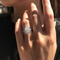 Pear-Shaped Clear Solitaire Double-Halo Ring In Silver Tone view 2