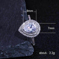Pear-Shaped Clear Solitaire Double-Halo Ring In Silver Tone view 5