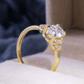 Gold Tone Three Stone Ring With Clear Accents Statement Jewelry view 3
