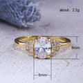Gold Tone Three Stone Ring With Clear Accents Statement Jewelry view 5