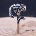 Silver Tone Open Cat Ring With Four Eye Colors Statement Jewelry view 5