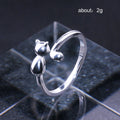 Silver Tone Open Cat Ring With Black Enamel Detail view 5