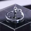 Silver Tone Open Cat Ring With Black Enamel Detail view 4