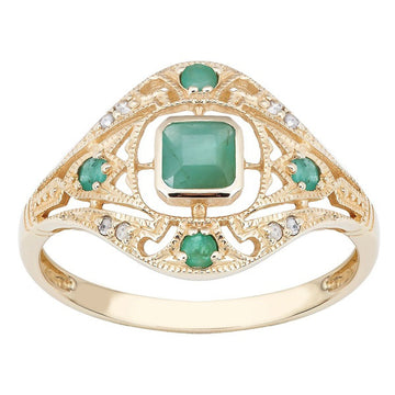 Filigree Ring With Blue Or Green Square Center Stone