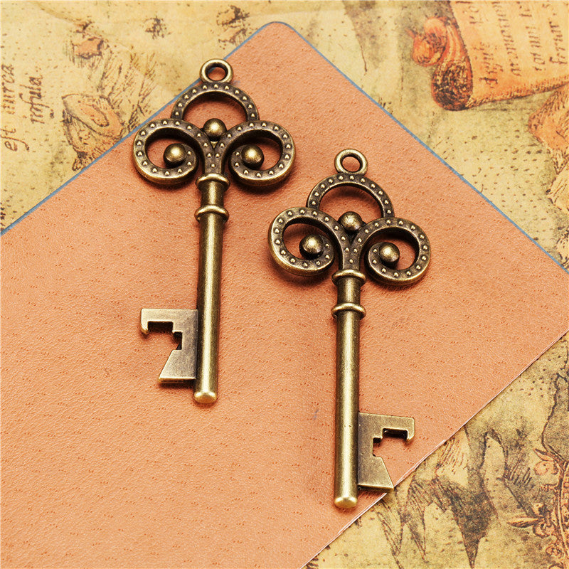 Vintage Double-Sided Bottle Opener Key Charm Pendant 66x28mm