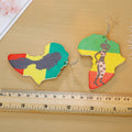 Africa Map Shaped Printed Wood Hook Earrings in Seven Designs view 4