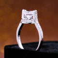 Silver Floating Round Stone Halo Ring In A Polished Decorative Design view 4