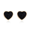 Gold Tone Heart Druzy Stud Earrings in a Three Pair Color Set view 4