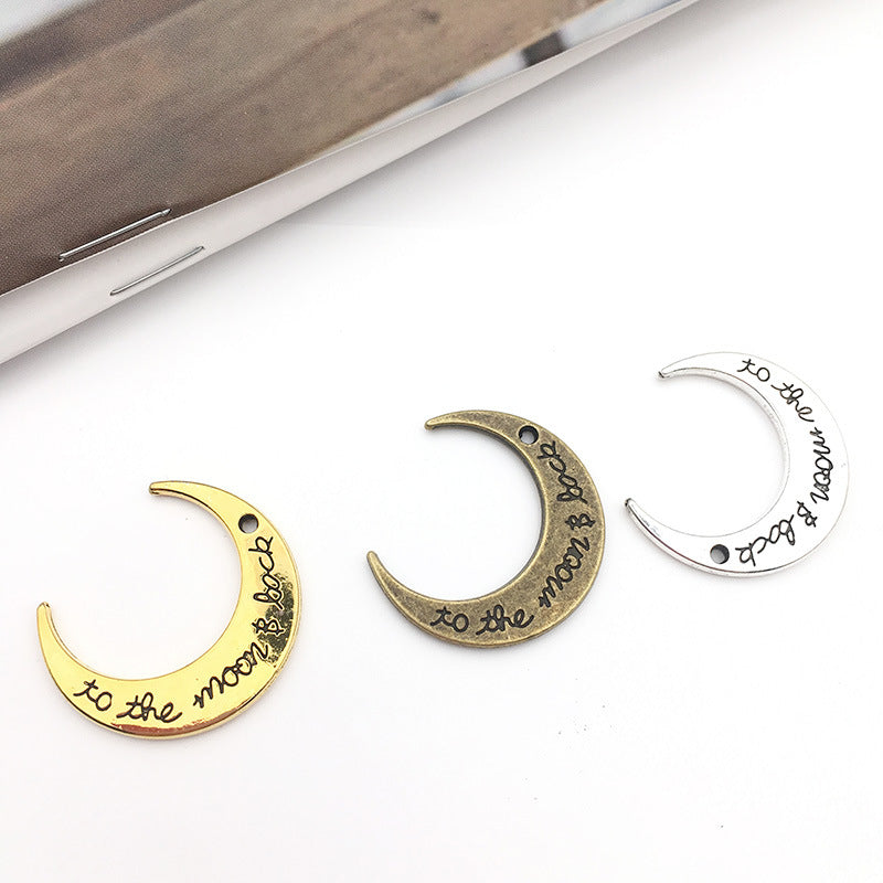 Vintage Zinc Alloy Hollow Moon Star Charm Pendant for DIY Necklace Keychain Jewelry