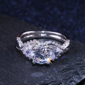 Silver Tone Heart Side Ring with Clear Center Stone view 3