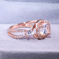 Rose Gold Tone Round Stone Star Accent Ring In A Polished Decorative Design view 3