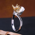 Two Tone Crown Ring With Clear Stone Accent Statement Jewelry view 3