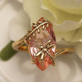 Gold Tone Dragonfly Marquise Stone Ring Green Pink Sizes 6-10 view 3