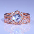 Rose Gold Round Stone Double Band Ring Set With Clear Stone Accents view 3