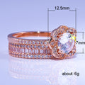 Rose Gold Round Stone Double Band Ring Set With Clear Stone Accents view 5