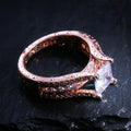 Rose-Gold-Tone Square Crystal Three-Band Ring Set Jewelry view 2