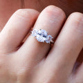 Silver Tone Oval Cluster Ring With Clear Stones Statement Jewelry view 2