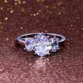 Silver Tone Oval Cluster Ring With Clear Stones Statement Jewelry view 3