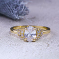 Gold Tone Three Stone Ring With Clear Accents Statement Jewelry view 6