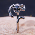 Silver Tone Open Cat Ring With Four Eye Colors Statement Jewelry view 6