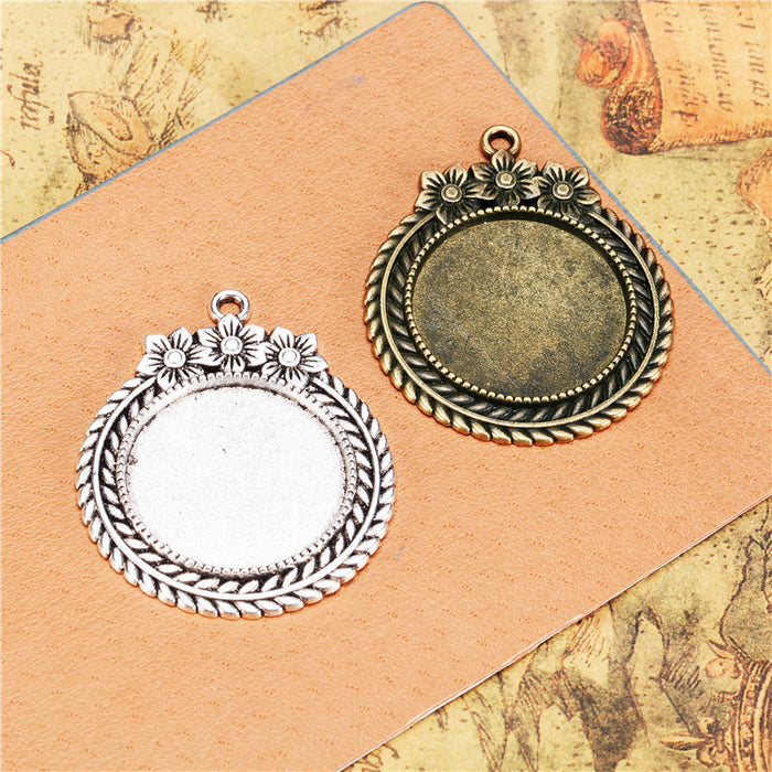 25mm Flower Pendant Tray Cabochon Base