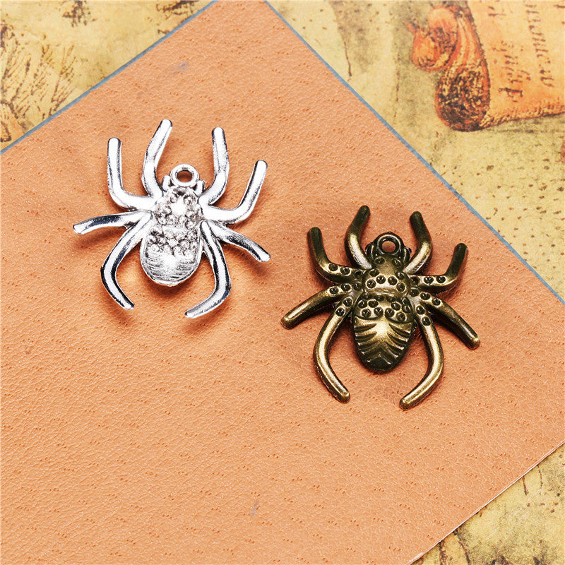 Punk Alloy Spider Charm Pendant 29x25mm for DIY Jewelry