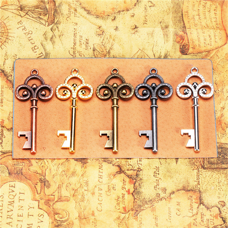 Vintage Double-Sided Bottle Opener Key Charm Pendant 66x28mm